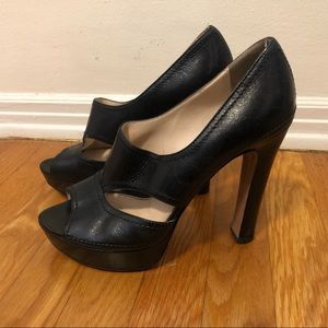 Prada black leather platform heels. Size 37. Gently worn